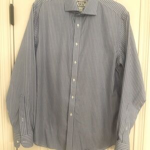 1905 Collection Blue Striped Slim Fit No-Iron Dress Shirt